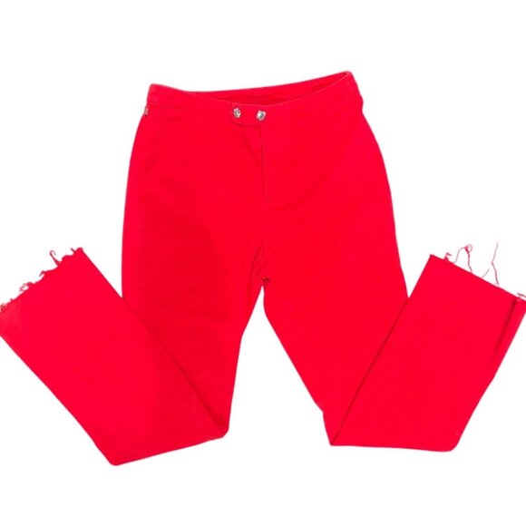 Ralph Lauren Black Label Cherry Red High-Waisted Cotton Straight Leg Pants Sz. 4 - Picture 4 of 8